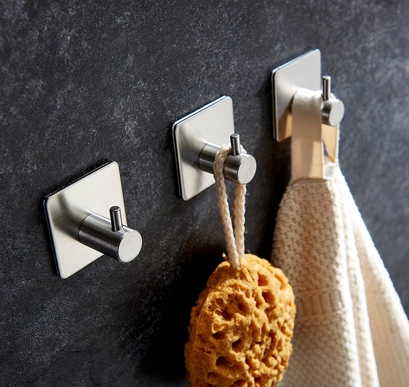 Self Adhesive Wall Robe Hook 304 Stainless Steel Clothes Hanger Coat Towel Hook for Bathroom Kitchen