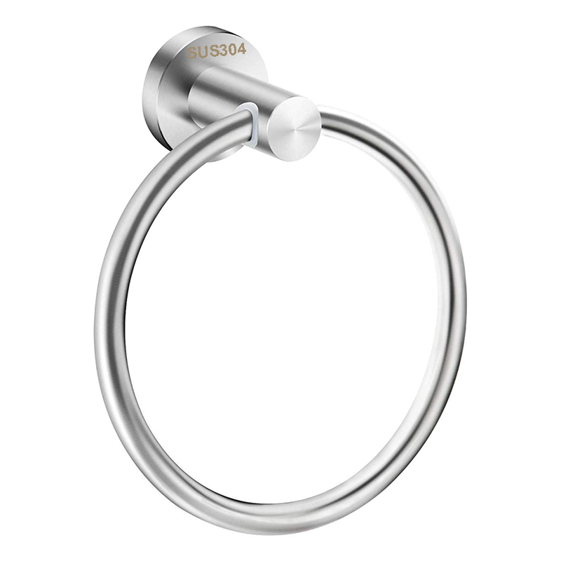 SUS304 Bath Towel Ring Bathroom Hardware Set Hand Towel Holder Satin Finish Circle Ring Towel Rack
