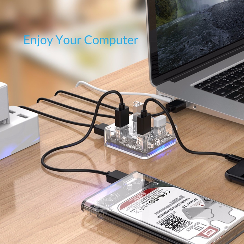 USB HUB 4 Ports USB3.0 Adapter Splitter Support External Micro USB Power Supply for Desktop Laptop