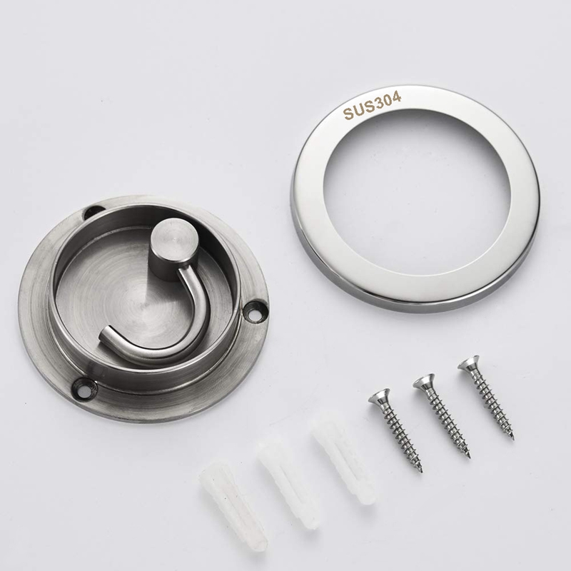 304 Stainless Steel Bath Towel Hook Porch Door Hidden Rotating Robe Hook Concealed Entrance Hook