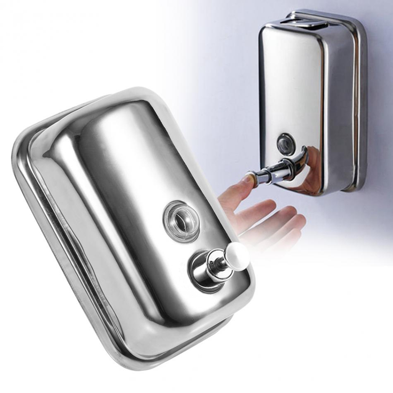 Wall Mounted Manual 500ml 304 Stainless Steel Soap Dispenser Shower Gel Container for Hotel Hospital