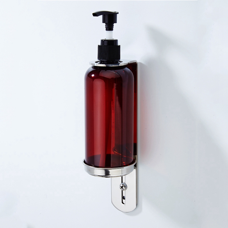 European Style 300ml PET Single Soap Bottle Dispenser with Stainless Steel Wall Mounted Bracket