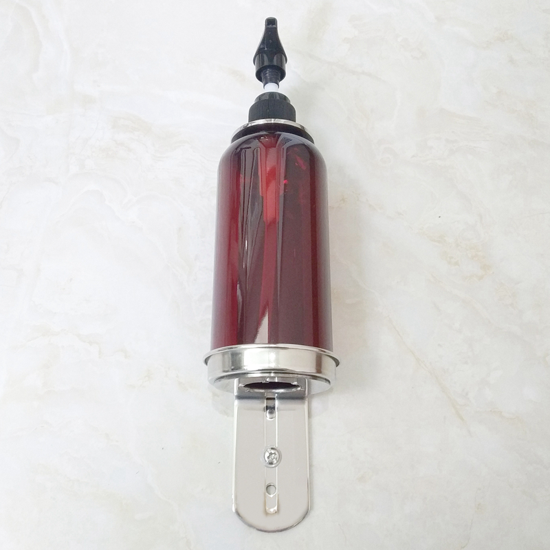 European Style 300ml PET Single Soap Bottle Dispenser with Stainless Steel Wall Mounted Bracket