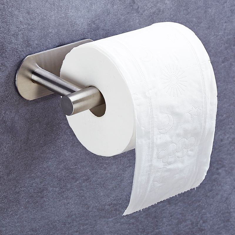 Nail-free Sticky Self Adhesive SUS304 Stainless Steel Brushed Nickel Wall WC Paper Dispenser Toilet Paper Holder