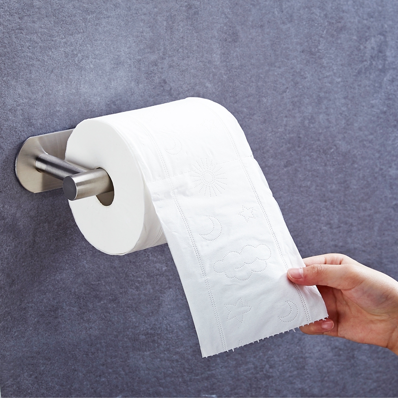 Nail-free Sticky Self Adhesive SUS304 Stainless Steel Brushed Nickel Wall WC Paper Dispenser Toilet Paper Holder