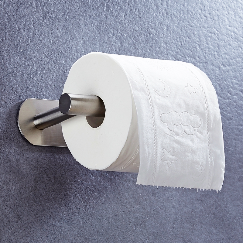 Nail-free Sticky Self Adhesive SUS304 Stainless Steel Brushed Nickel Wall WC Paper Dispenser Toilet Paper Holder