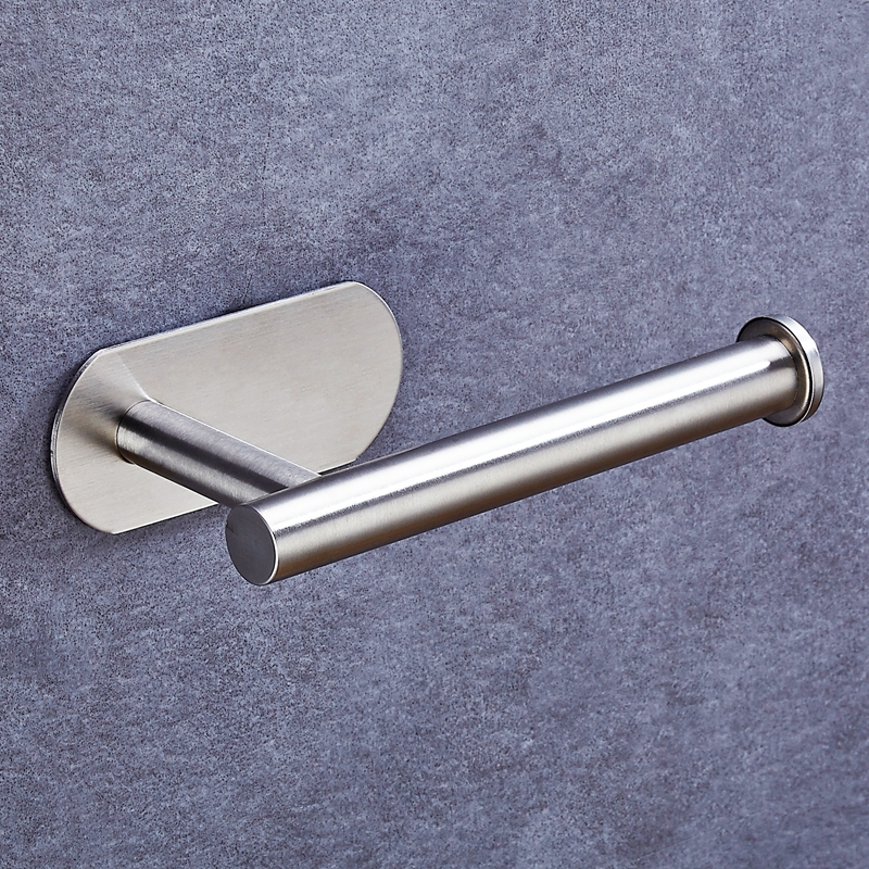 Nail-free Sticky Self Adhesive SUS304 Stainless Steel Brushed Nickel Wall WC Paper Dispenser Toilet Paper Holder