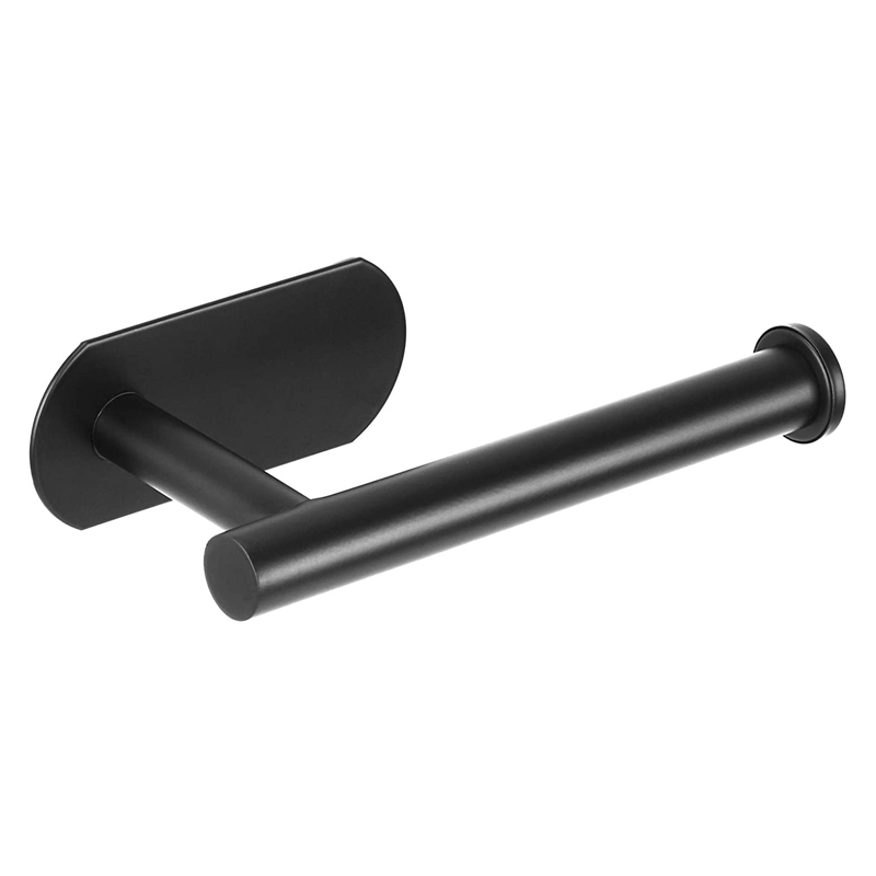 Popular Nail-free Sticky Self Adhesive SUS304 Stainless Steel Matt Black Wall Toilet Paper Roll Holder WC Paper Hanger Shelf