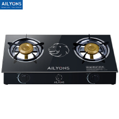LYONS GS014-4/GK-021 Glass Top Infrared Double Burner Gas stove Super Infrared Heater Saving Gas cooker Black[Limited Offer!]
