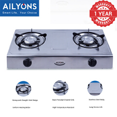 【HOT！】AILYONS/LYONS GS017 Gas Cooker Double Burner Gas stove Super Infrared Heater Desktop Gas Stove gas cookers Stainless Steel Double Stove  Electronics  Appliances