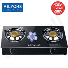 LYONS GS014-4/GK-021 Glass Top Infrared Double Burner Gas stove Super Infrared Heater Saving Gas cooker Black[Limited Offer!]