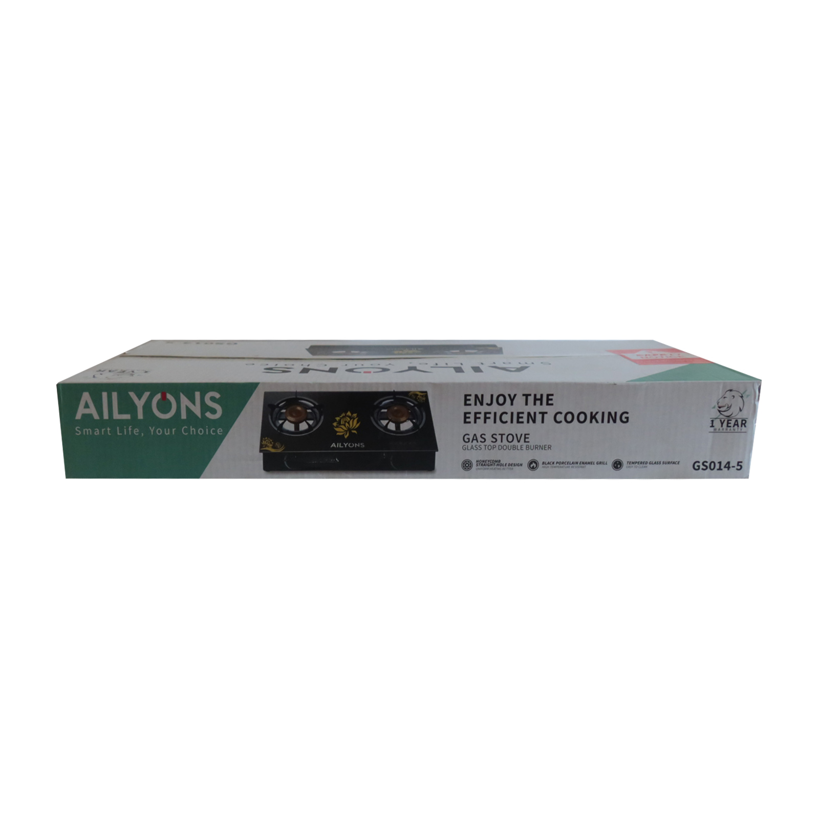 AILYONS/LYONS GS014-5 Glass Top Infrared Double Burner Gas stove Super Infrared Heater Saving Gas cooker Black【HOT】】