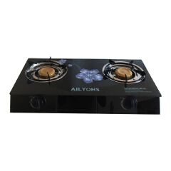 LYONS GS014-4/GK-021 Glass Top Infrared Double Burner Gas stove Super Infrared Heater Saving Gas cooker Black[Limited Offer!]