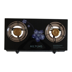 LYONS GS014-4/GK-021 Glass Top Infrared Double Burner Gas stove Super Infrared Heater Saving Gas cooker Black[Limited Offer!]