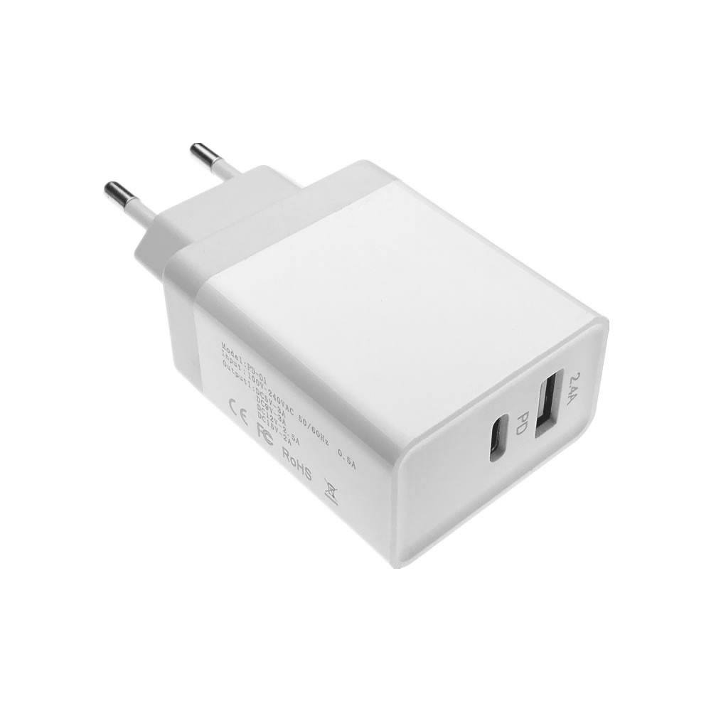 30W USB Type-C PD Wall Fast Charger with 5V USB Port