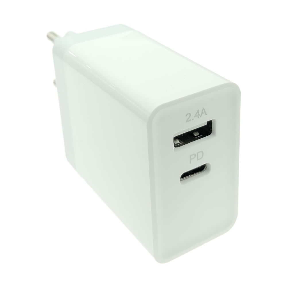 30W USB Type-C PD Wall Fast Charger with 5V USB Port
