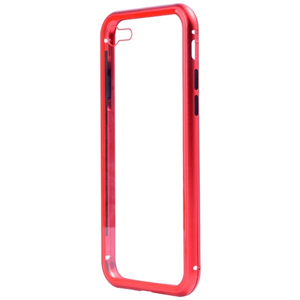 leeHUR Metal Magnetic Suction Border 9H Tempered Glass Front Rear Phone Case for iPhone 7 / 8