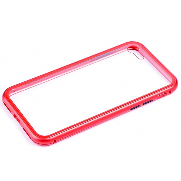 leeHUR Metal Magnetic Suction Border 9H Tempered Glass Front Rear Phone Case for iPhone 7 / 8