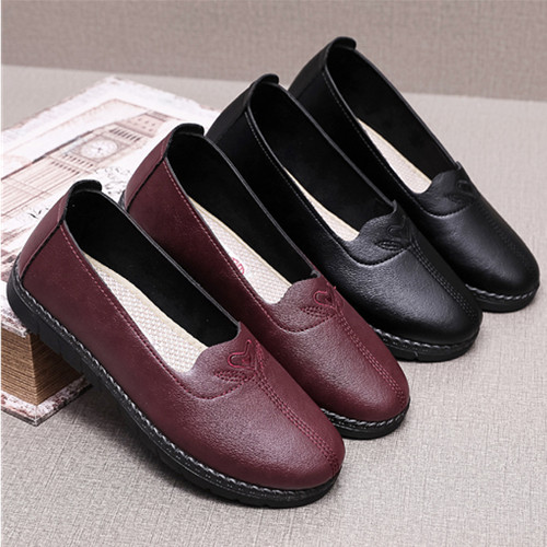 37-41New arrivals mother's single court shoes women's PU leather shoes ladies soft sole anti-skid flats shoes womens shoes ladies shoes