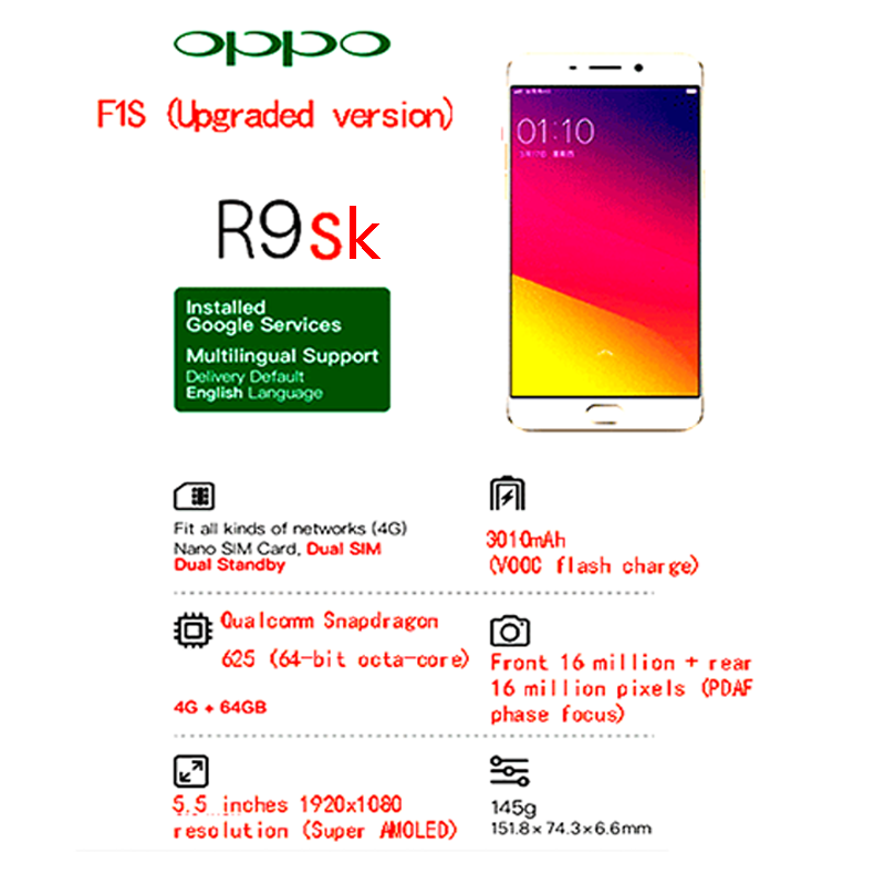 Refurbished phones OPPO F1s F1   f1puls  R9SK 4+64GB Dual SIM smartphone FHD 4+64GB smart Phone 4gb+64gb gold