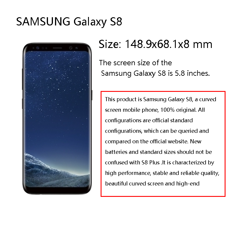 Refurbished phones samsung s8 Samsung galaxy s8 4+64GB single SIM smartphone FHD 4+64GB smart Phone