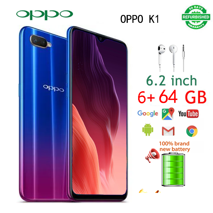 Refurbished oppo k1 phone Original Mobile Phone smart phones 6.4 inch 18MP 1920X1080 6+64GB 4+64gb (face unlock version)