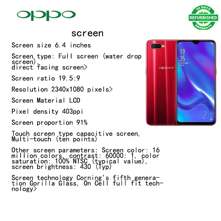 Refurbished oppo k1 phone Original Mobile Phone smart phones 6.4 inch 18MP 1920X1080 6+64GB 4+64gb (face unlock version)