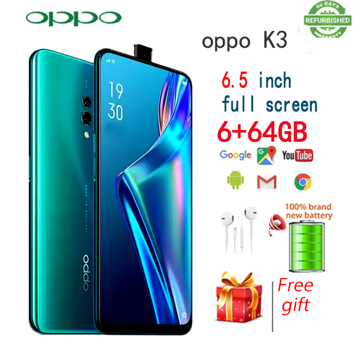 Refurbished OPPO K3 phone 128GB 6GB Mobile Phone smart phones Dual SIM 6+64GB 6GB+128GB100%Original 6 + 128G