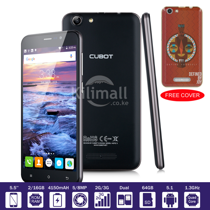 CUBOT NOTE S, A Free Cover,  5.5 HD, 2GB+16GB , 5MP+8MP Camer, 4150 mAH , Best Smart Mobile Phone