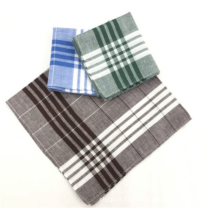 Men&apos;s Fashion Accessories 100% Cotton Plaid Men&apos;s Handkerchief For Men Gift  Random Color
