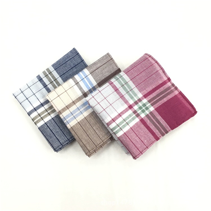 Men&apos;s Fashion Accessories 100% Cotton Plaid Men&apos;s Handkerchief For Men Gift  Random Color