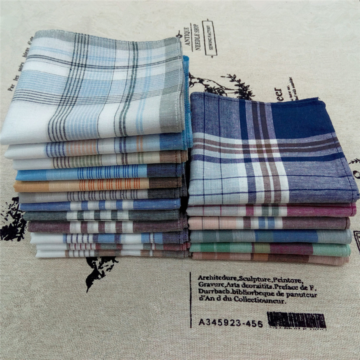 Men&apos;s Fashion Accessories 100% Cotton Plaid Men&apos;s Handkerchief For Men Gift  Random Color