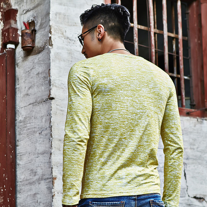 Lucky Men T-shirt Men&apos;s Hooded Wild Long-sleeved T-shirt Explosion Models Bottoming Shirt