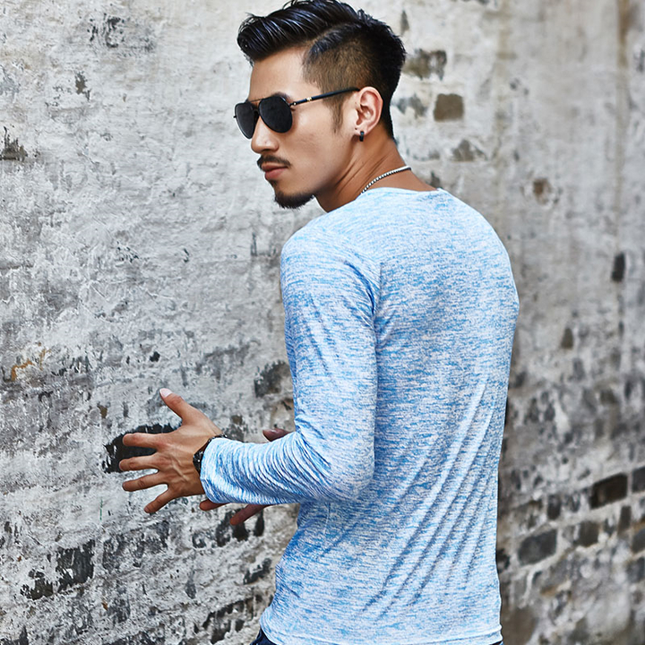 Lucky Men T-shirt Men&apos;s Hooded Wild Long-sleeved T-shirt Explosion Models Bottoming Shirt