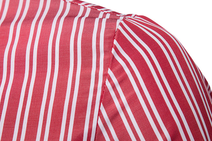 Lucky Men Fashion Men&apos;s Business Stripe Casual Long Sleeve Shirt