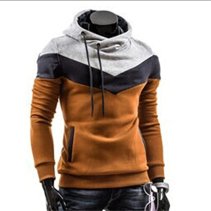 New Mosaic Hooded Men&apos;s Casual Sweater Fashion Slim Hooded Sweater for Men