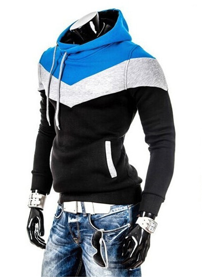 New Mosaic Hooded Men&apos;s Casual Sweater Fashion Slim Hooded Sweater for Men