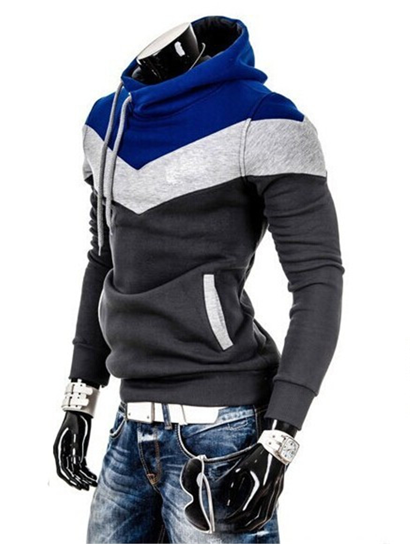 New Mosaic Hooded Men&apos;s Casual Sweater Fashion Slim Hooded Sweater for Men