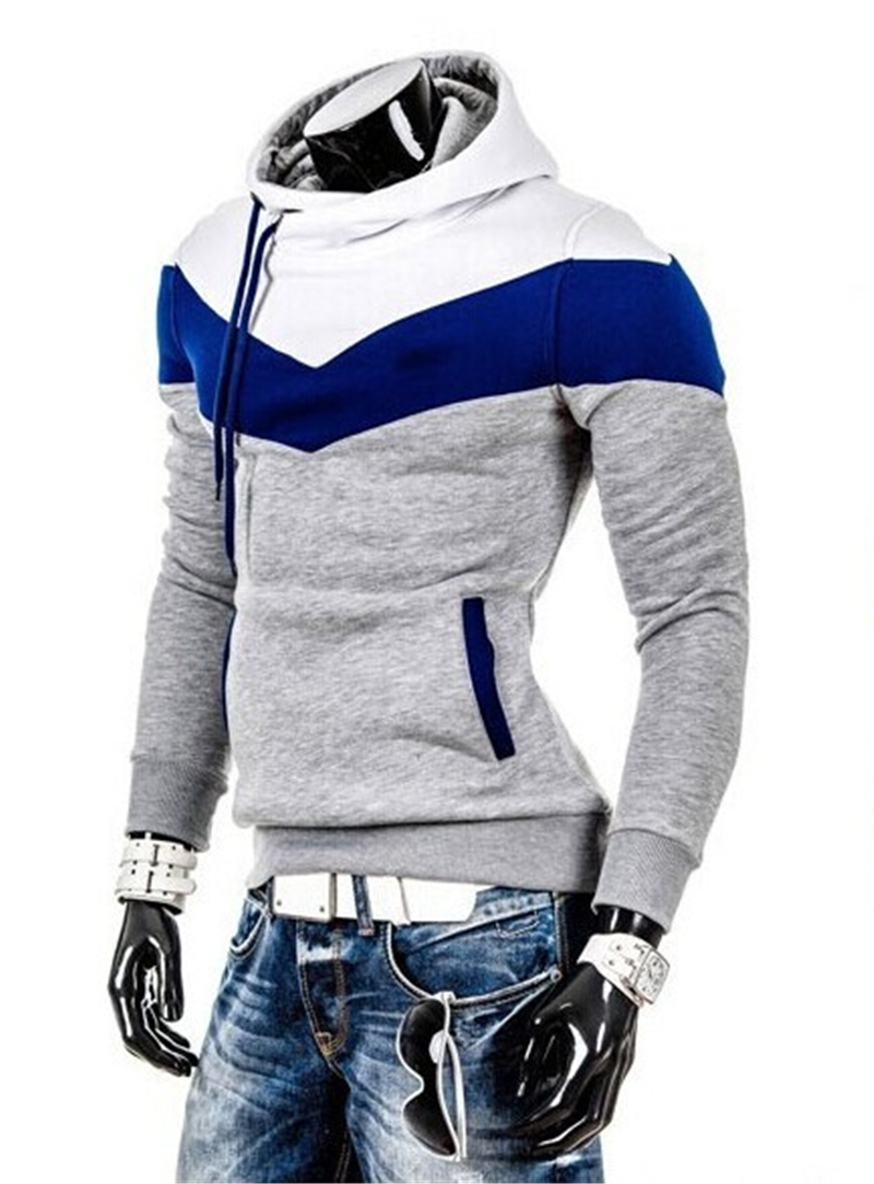 New Mosaic Hooded Men&apos;s Casual Sweater Fashion Slim Hooded Sweater for Men