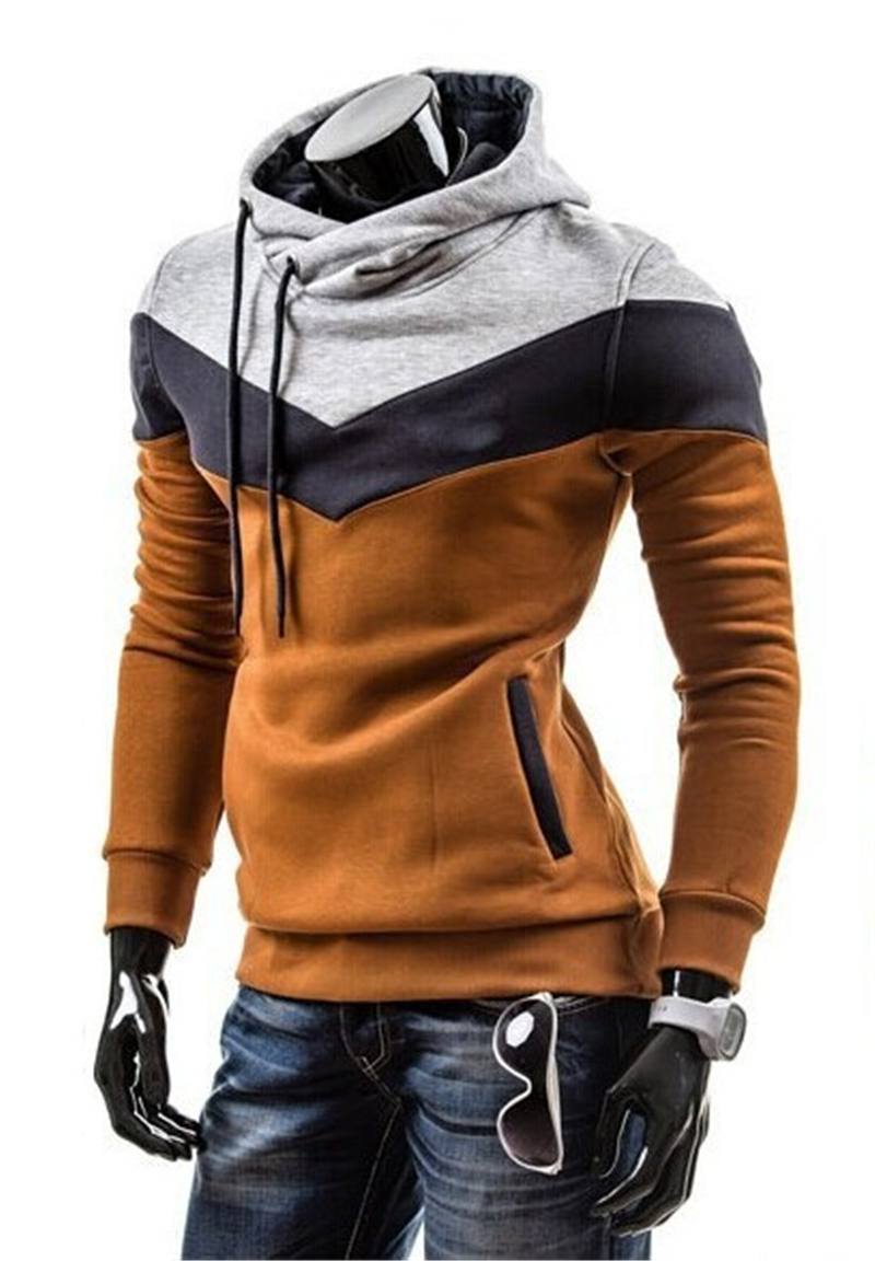 New Mosaic Hooded Men&apos;s Casual Sweater Fashion Slim Hooded Sweater for Men