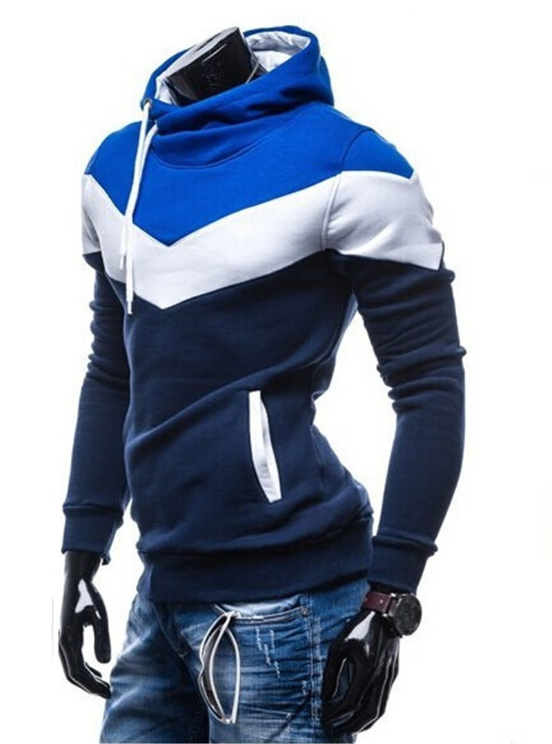New Mosaic Hooded Men&apos;s Casual Sweater Fashion Slim Hooded Sweater for Men