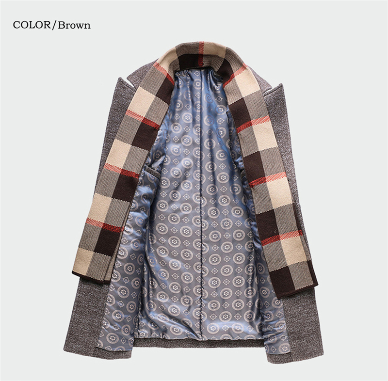 Winter Men's Casual Wool Trench Coat Fashion Business Long Thicken Slim Overcoat Jacket Male Clothes