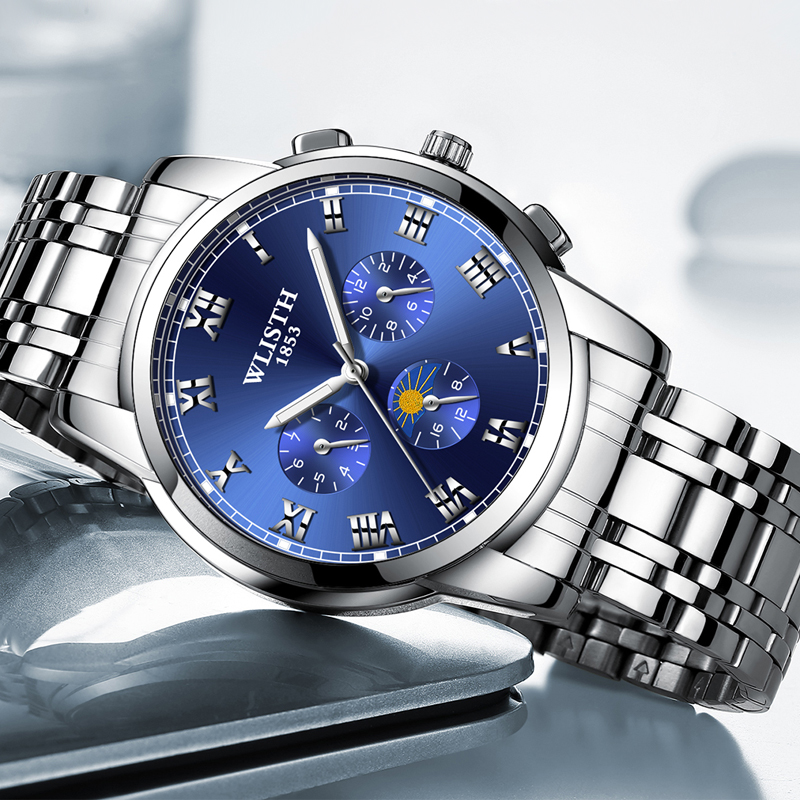 New steel belt business waterproof watch men&apos;s fashion luminous watch