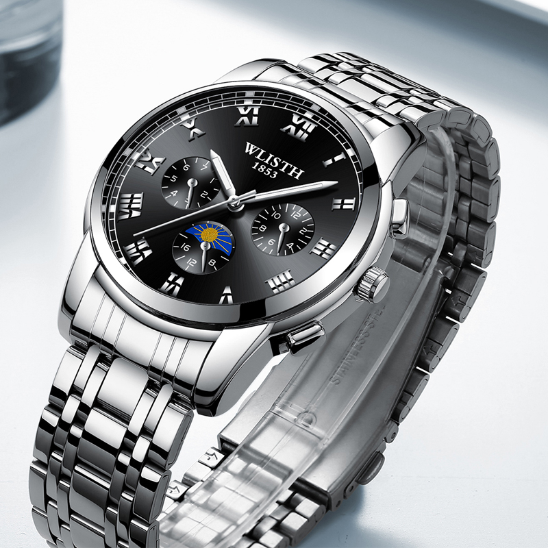 New steel belt business waterproof watch men&apos;s fashion luminous watch