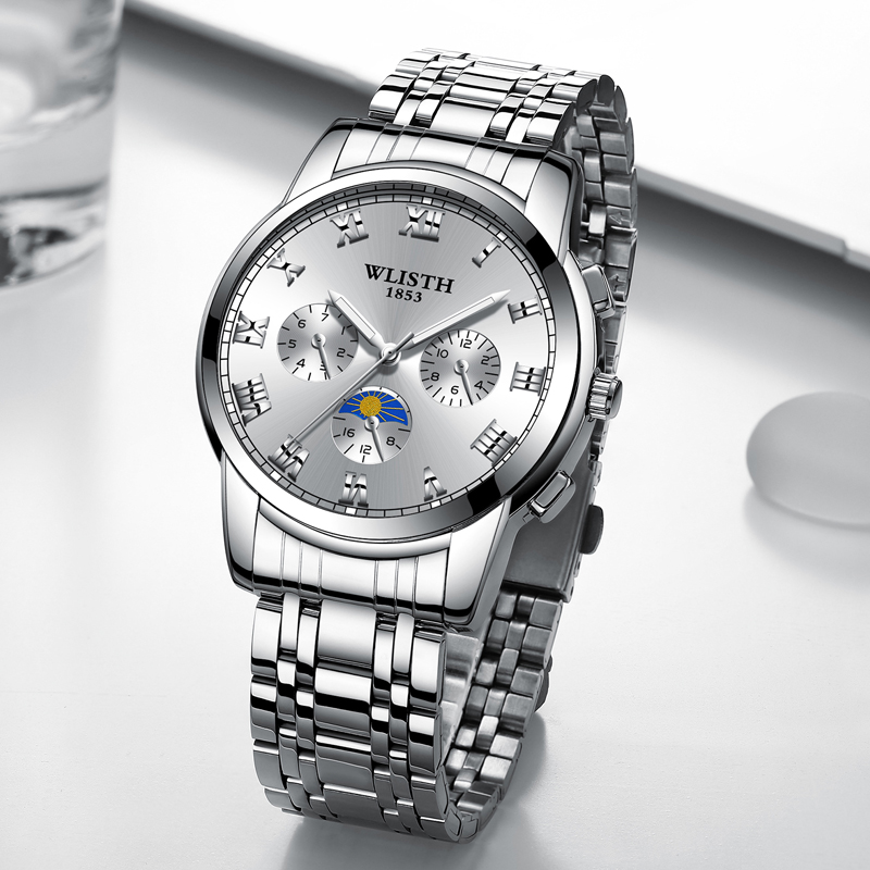 New steel belt business waterproof watch men&apos;s fashion luminous watch