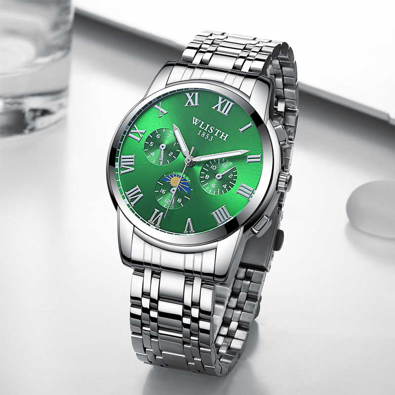 New steel belt business waterproof watch men&apos;s fashion luminous watch