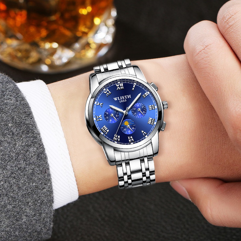 New steel belt business waterproof watch men&apos;s fashion luminous watch