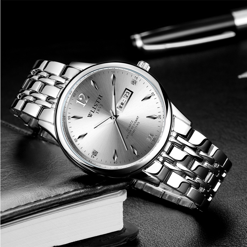 Men's Watch Steel Strip Waterproof Double Calendar Business Quartz Watch