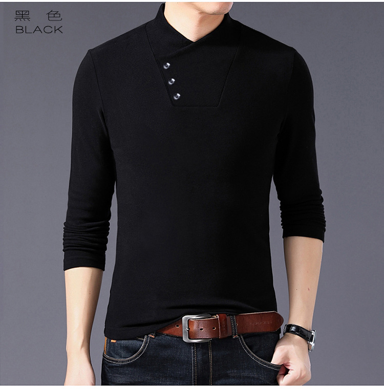 Men Long Sleeve 100%Cotton T-Shirt Korean Fashion Slim Large Size Casual Polos