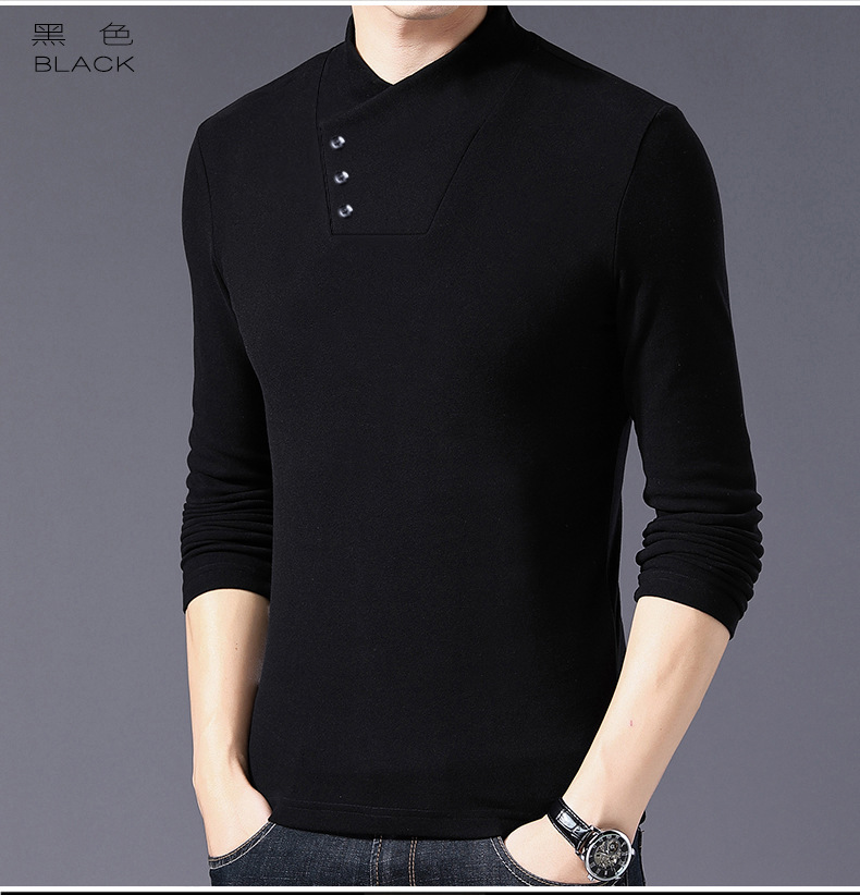 Men Long Sleeve 100%Cotton T-Shirt Korean Fashion Slim Large Size Casual Polos